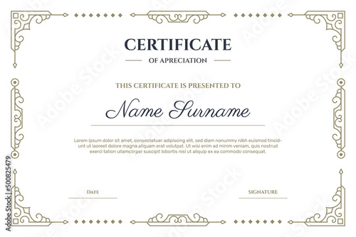 Elegant certificate with frame template. - Vector.