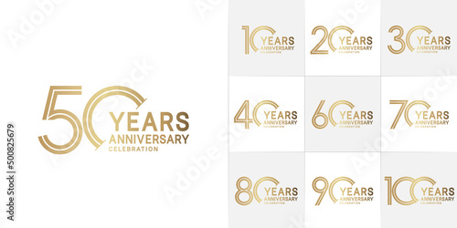set of anniversary premium collection golden color can be use for celebration event