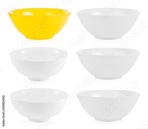 collection of bowl on white background