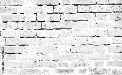Grunge white painted bricks or brick wall