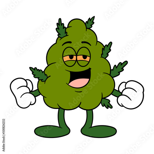 Cartoon Weed Bud Character Vector Illustration