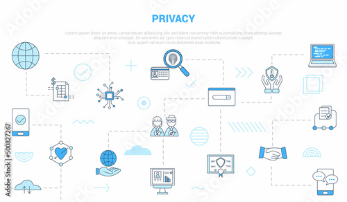 privacy concept with icon set template banner with modern blue color style