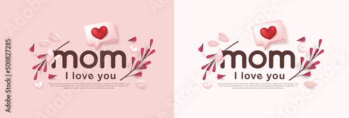  Mothers day poster banner background layout with badges and flower