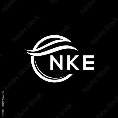 NKE letter logo design on black background. NKE  creative initials letter logo concept. NKE letter design. photo