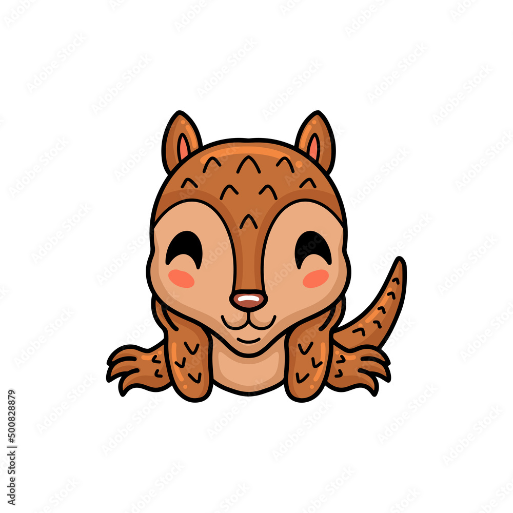 Cute little pangolin cartoon lying down Cute little pangolin cartoon lying down