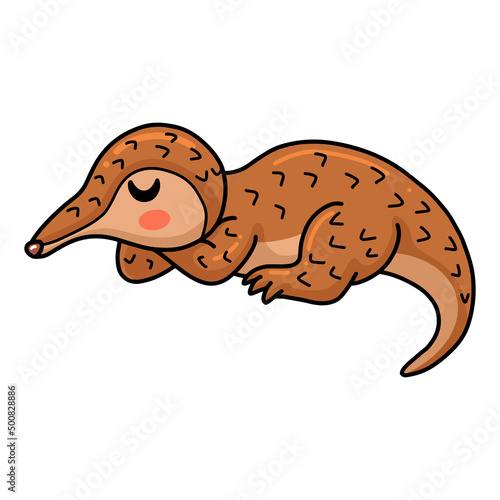 Cute little pangolin cartoon sleeping