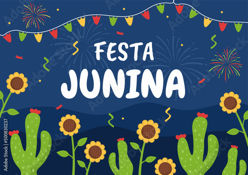 Festa Junina or Sao Joao Celebration Cartoon Illustration Made Very Lively by Singing  Dancing Samba and Playing Traditional Games Come From Brazil