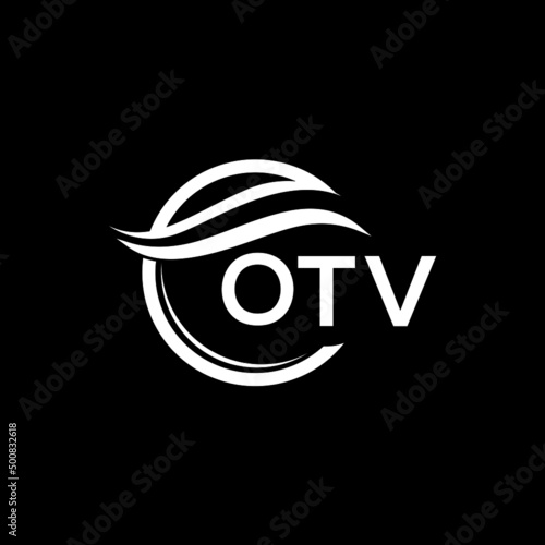 OTV letter logo design on black background. OTV  creative initials letter logo concept. OTV letter design.
 photo