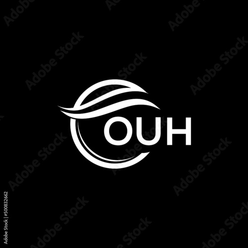 OUH letter logo design on black background. OUH  creative initials letter logo concept. OUH letter design.
 photo