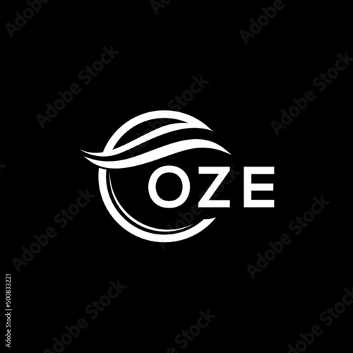 OZE letter logo design on black background. OZE  creative initials letter logo concept. OZE letter design. photo