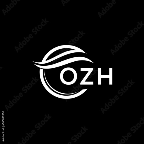 OZH letter logo design on black background. OZH  creative initials letter logo concept. OZH letter design.