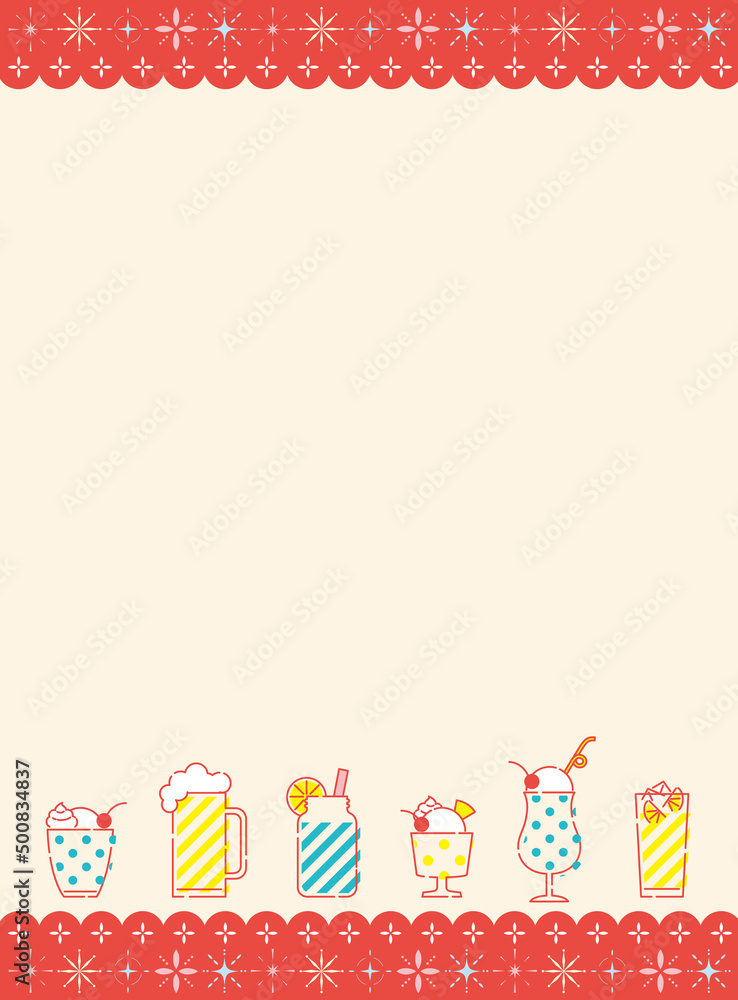 夏スイーツ＆ドリンク　フレーム　背景