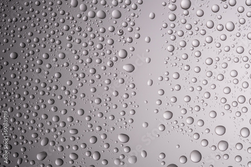 Drops of water on a transparent gray background.