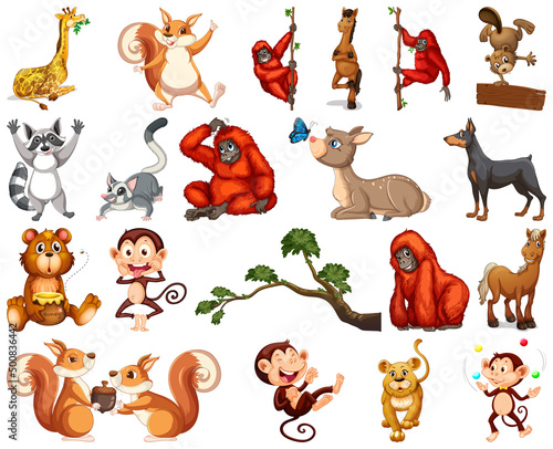 Set of animal cartoon character