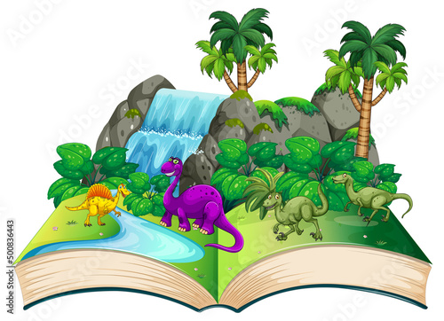 Book of dinosaur in the forest