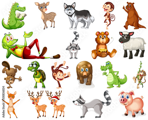 Set of animal cartoon character