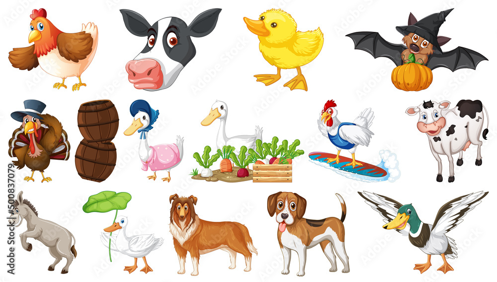 Farm animals on white background Farm animals on white background