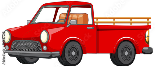Old red truck on white background