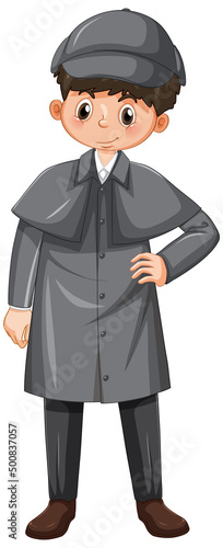 Male detective in black overcoat