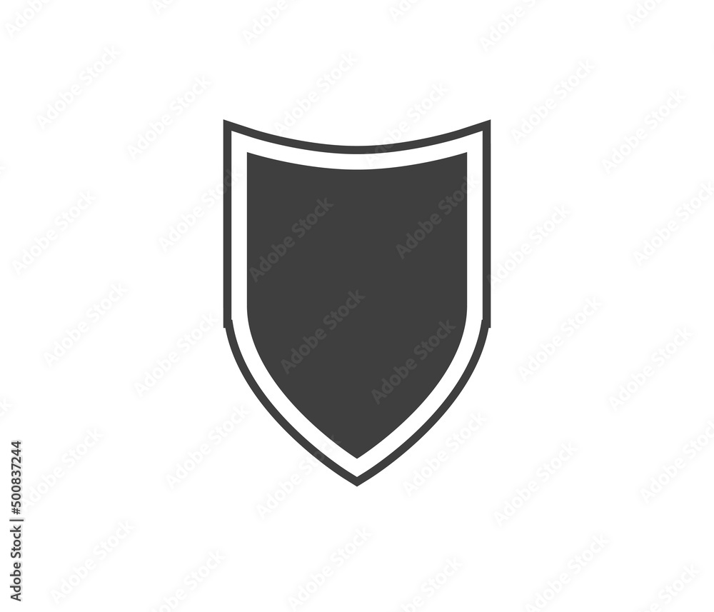 Shield black and white logo. Guarantee, insignia and guard symbol. Security vector icon Shield black and white logo. Guarantee, insignia and guard symbol. Security vector icon