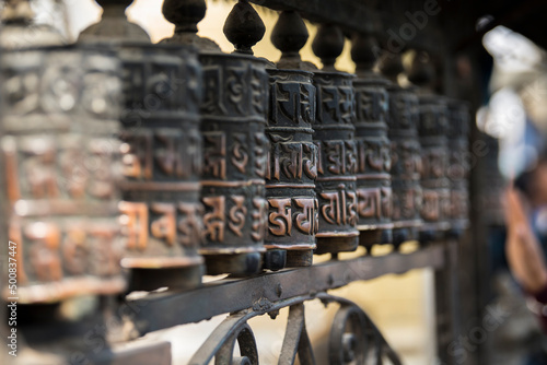Kathmandu, Nepal- April 20,2022 : Buddhist Swayambhunath Temple (monkey temple) UNESCO World Heritage Site.