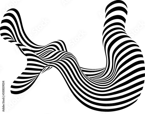 Abstract black and white stripe. Liquify Wave Line. Perspective Smooth ribbon.