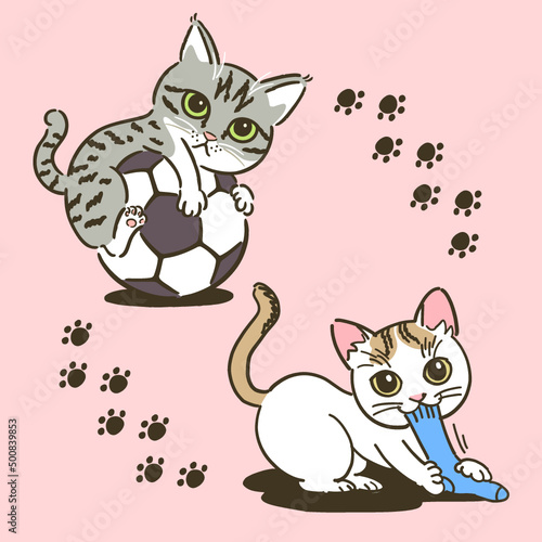 Cute cat illustration set - vector