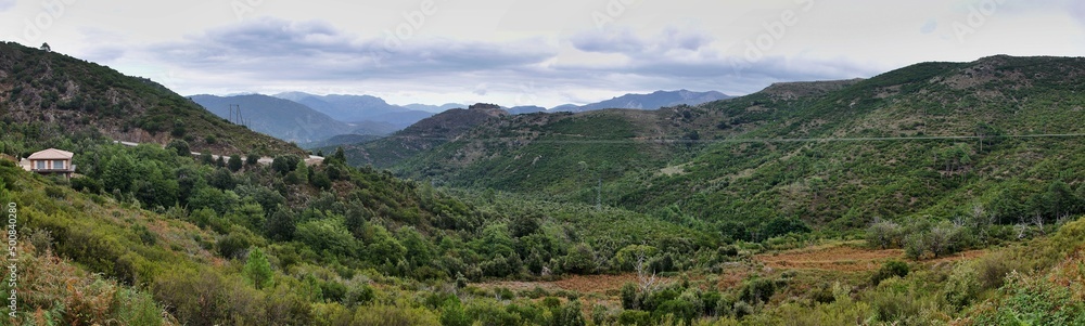 Corsica-panoramic view from the road to Corte