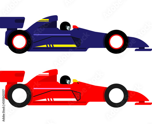 Racing car. Race driver in a car. Drawing for children.