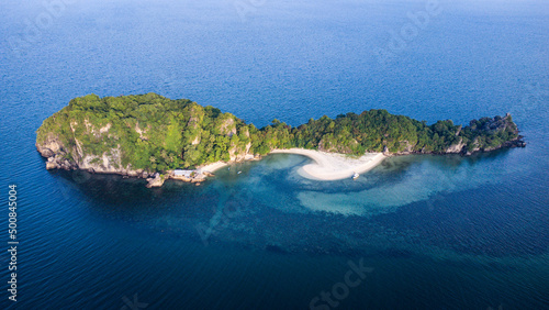 Aerial view of the Koh Maphrao Beach in Chumphon Province Thailand