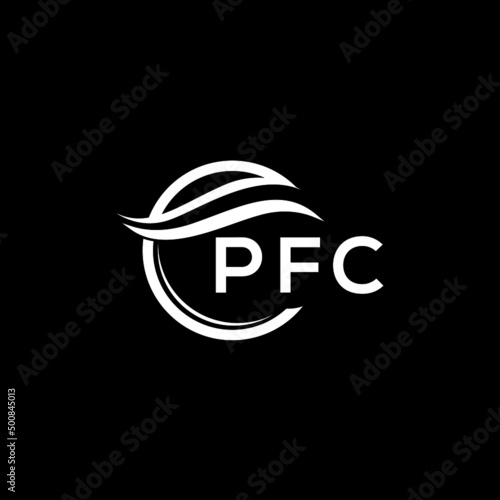 PFC letter logo design on black background. PFC  creative initials letter logo concept. PFC letter design.
 photo