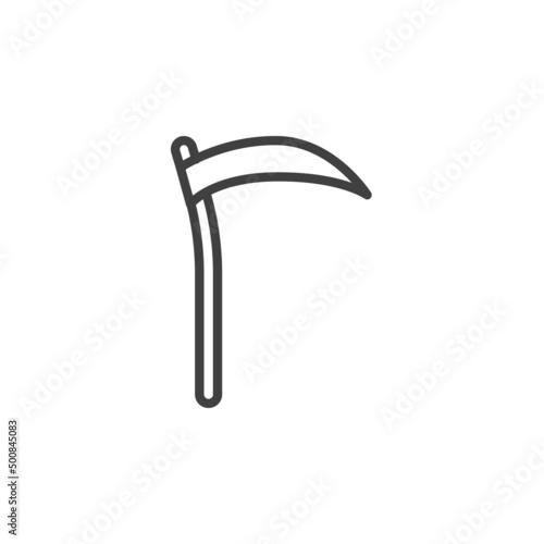 Garden scythe line icon