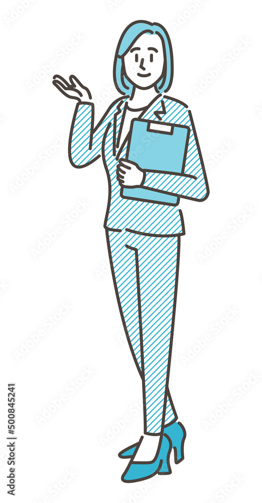 Woman making suggestions【full body Vector illustration】 Woman making suggestions【full body Vector illustration】