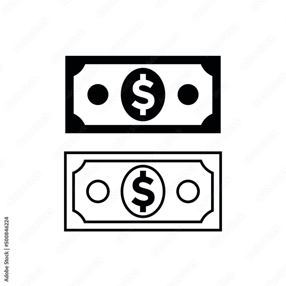 Dollar USA icon. Symbol of money and value. US currency banknote. Dollar USA icon. Symbol of money and value. US currency banknote.