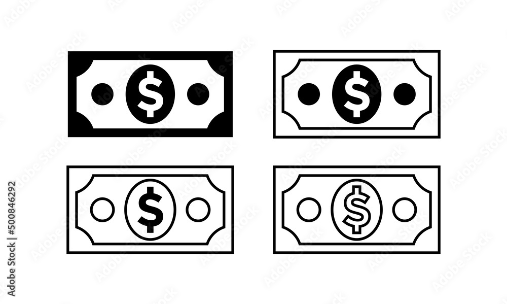 Dollar USA icon. Symbol of money and value. US currency banknote. Dollar USA icon. Symbol of money and value. US currency banknote.