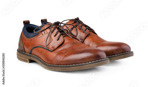 Male brown leather shoes isolated