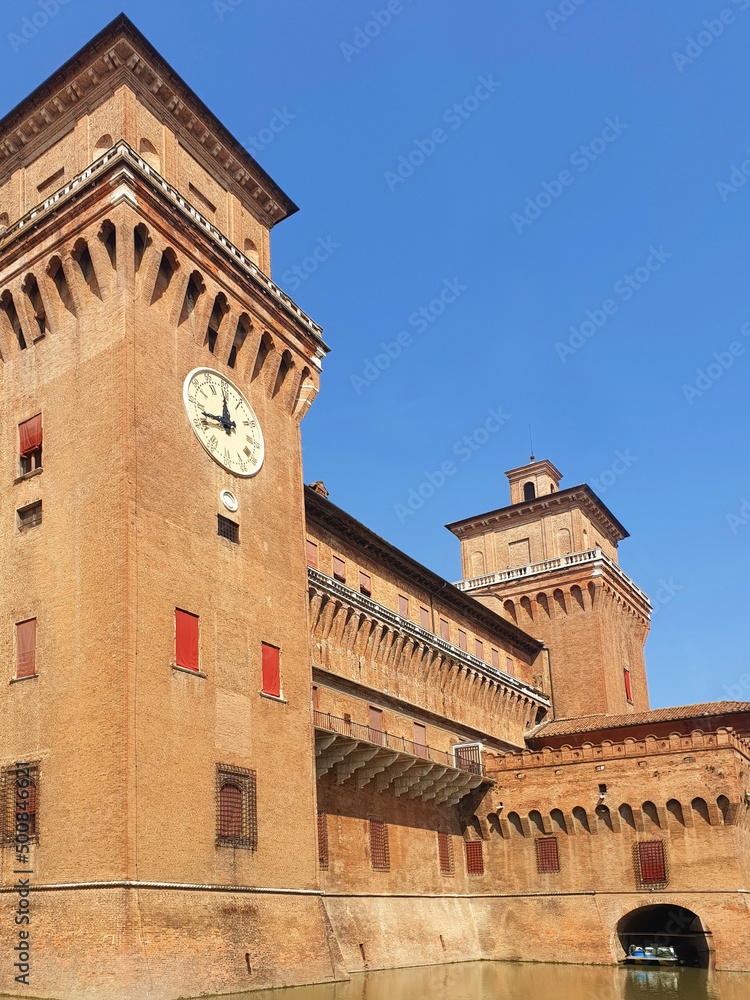 Ancient, famous castle Estense in Ferrara. Vertical.