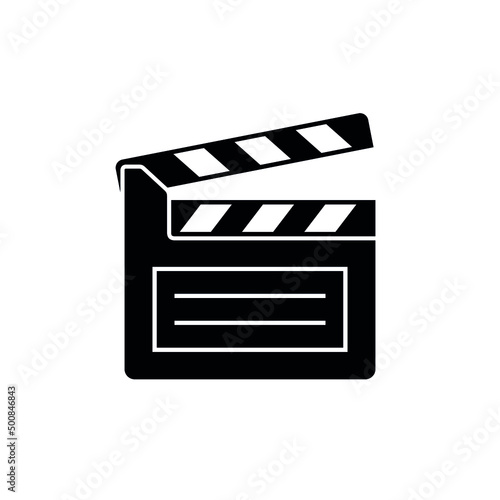 Cinema clapper icon. The symbol of filming a movie or TV series. Isolated vector illustration on white background.