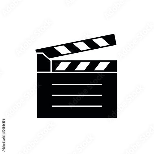 Cinema clapper icon. The symbol of filming a movie or TV series. Isolated vector illustration on white background.