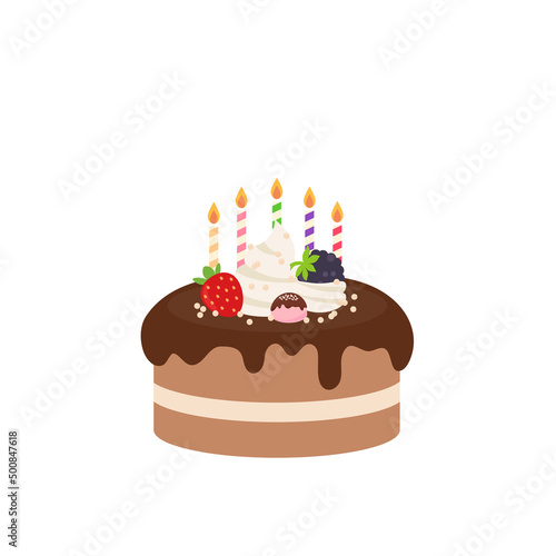 Happy birthday party birthday cake box fruit Cake Chocolate Cake Celebration Party birthday candles set isolated flat vector graphic design illustration And icon elements