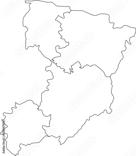 White flat blank vector map of raion areas of the Ukrainian administrative area of RIVNE OBLAST  UKRAINE with black border lines of its raions