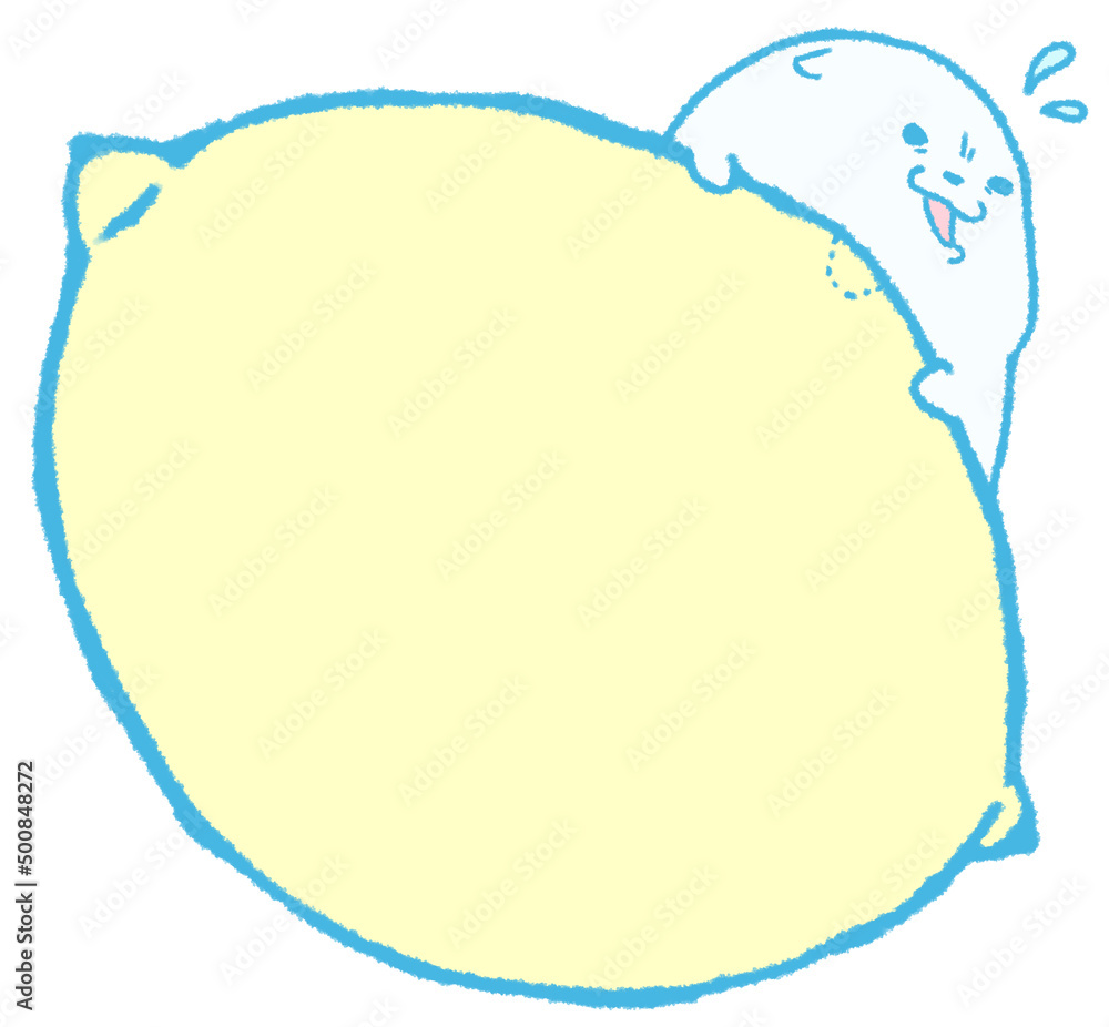 レモンをかじって驚くしろくま(青色) レモンをかじって驚くしろくま(青色)