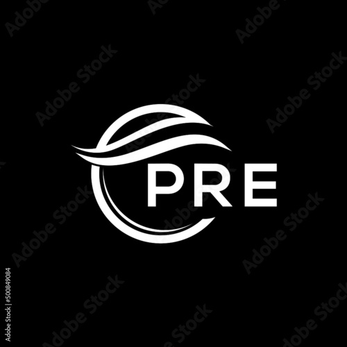 PRE letter logo design on black background. PRE  creative initials letter logo concept. PRE letter design. 