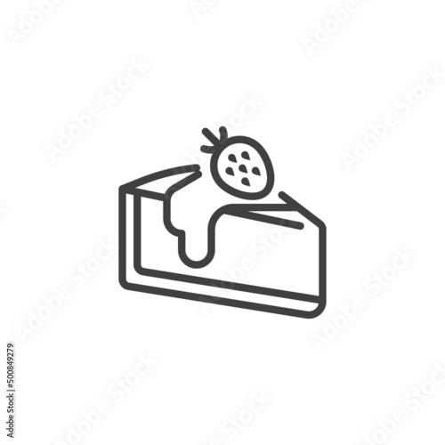 Cheesecake with strawberry line icon