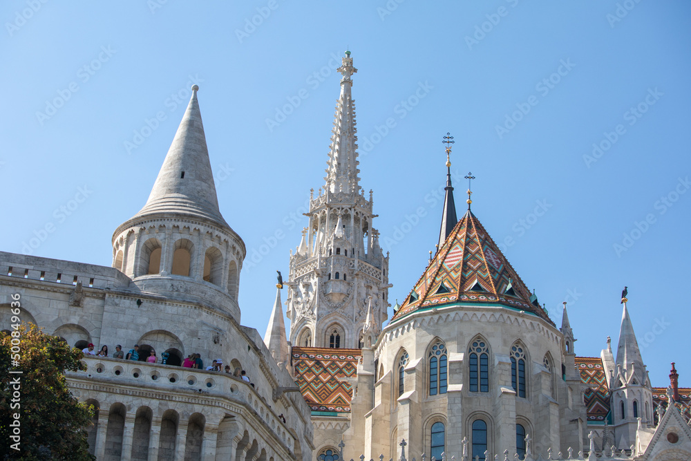 Naklejka premium view of Budapest fisherman bastion tourist landmark