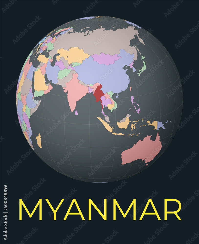 World Map Centered To Myanmar Red Country Highlighted Satellite World 1000 F 500849896 APujAzTjhvFOWr67zgv5DU6b96IZc0WI 