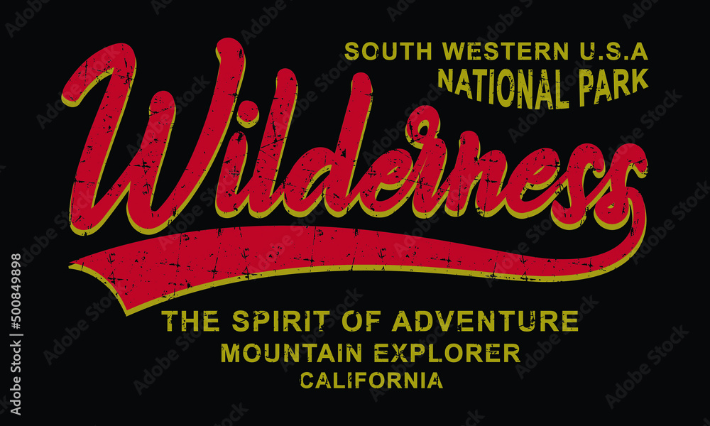 Wilderness graphic National Park print design for t shirt and others vintage artwork.