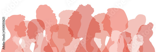 People stand side by side together. Flat vector illustration.