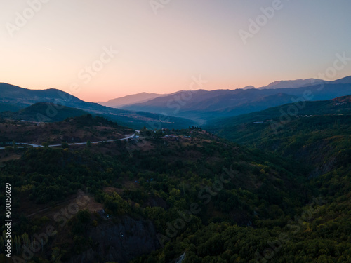 aerial view of roads in greece thessaly mountains © phpetrunina14