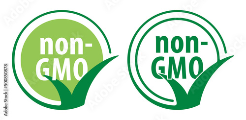 Non-GMO flat isolated badge - label with leaf